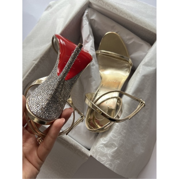 Christian Louboutin Gold Arch Queen Crystal Embellished Sandal Heels - Picture 7 of 13